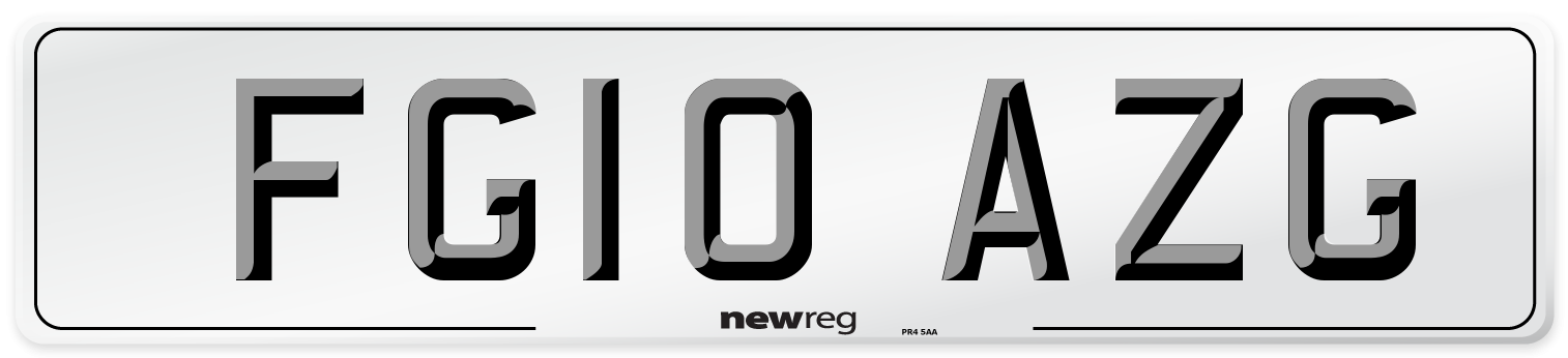 FG10 AZG Number Plate from New Reg